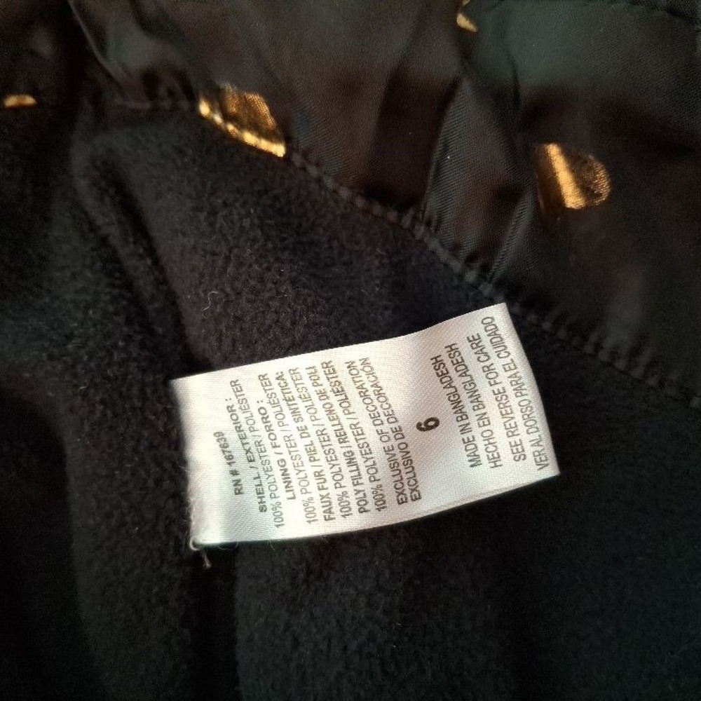 3/$15 Betsey Johnson Sz 6 Girls Black Gold Hooded Quilted‎ Stars Puffer Jacket - Picture 12 of 13